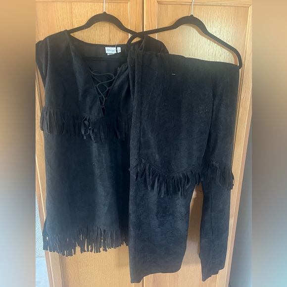 Halloween or cosplay costume, dream guy, Black Fringe Suede l Outfit- size XL - Picture 1 of 7